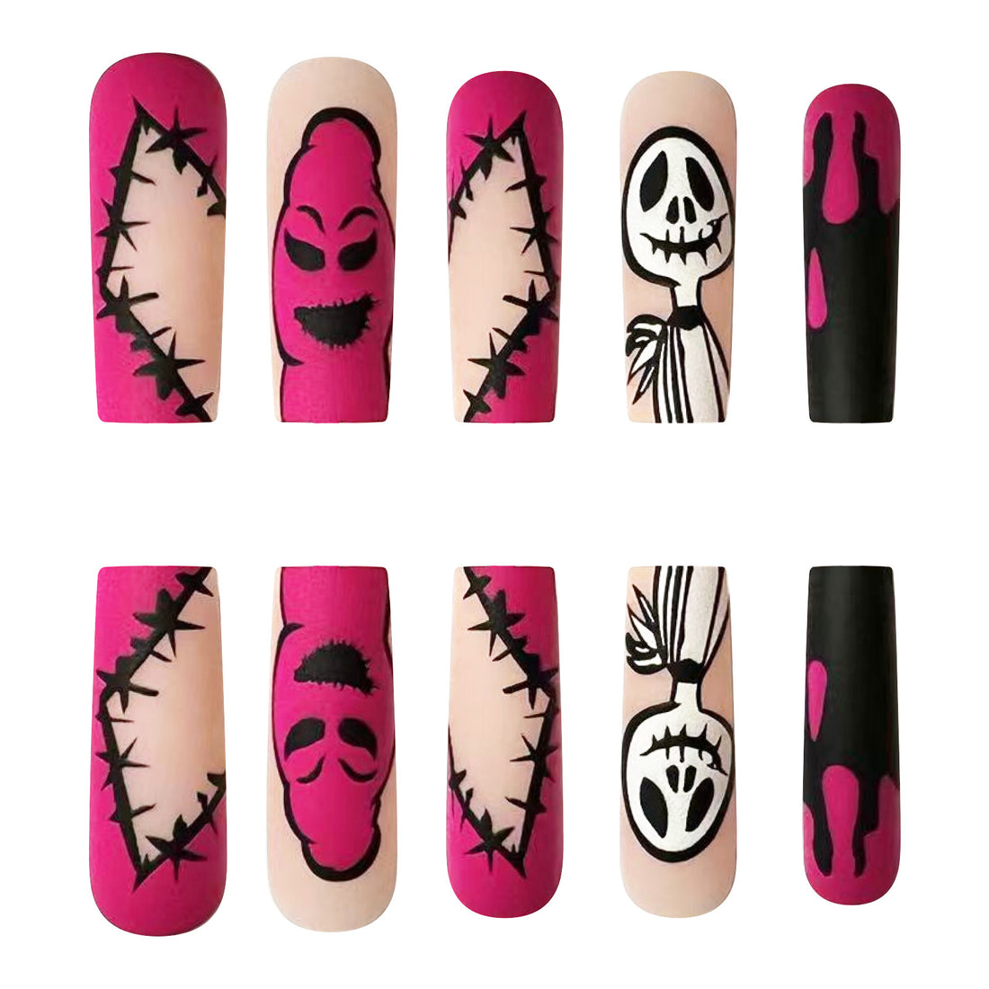 No.AW89 Halloween Pink Ghost Fingernails Patch 24pcs/Set