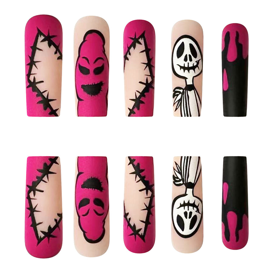 No.AW89 Halloween Pink Ghost Fingernails Patch 24pcs/Set