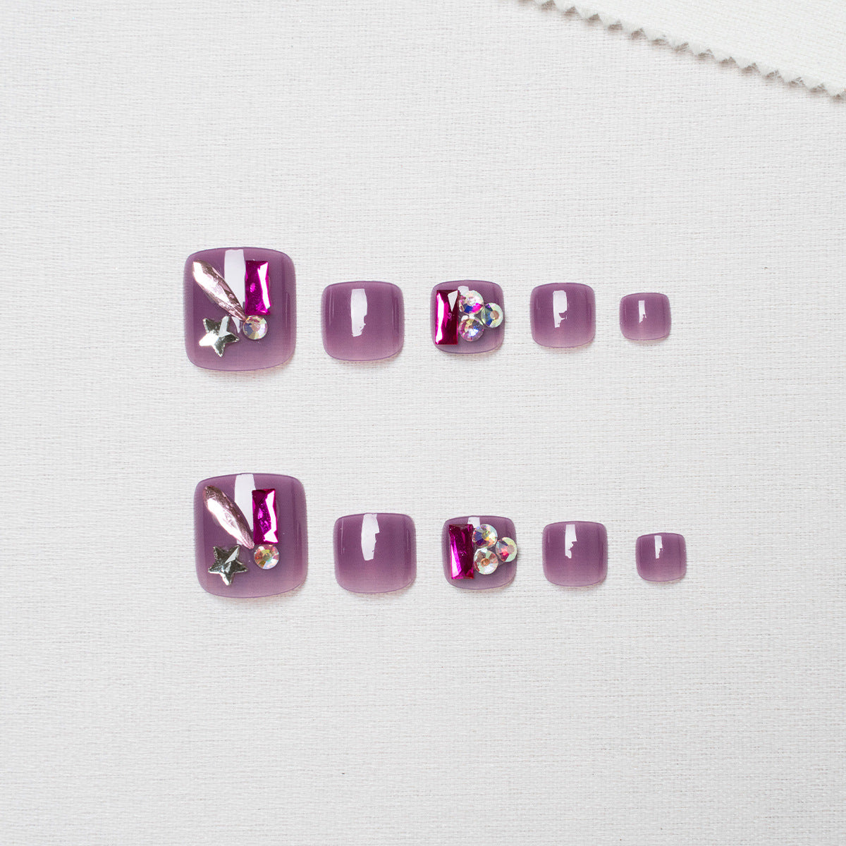 No.133 Violet Diamonds Toenail 24pcs/Set