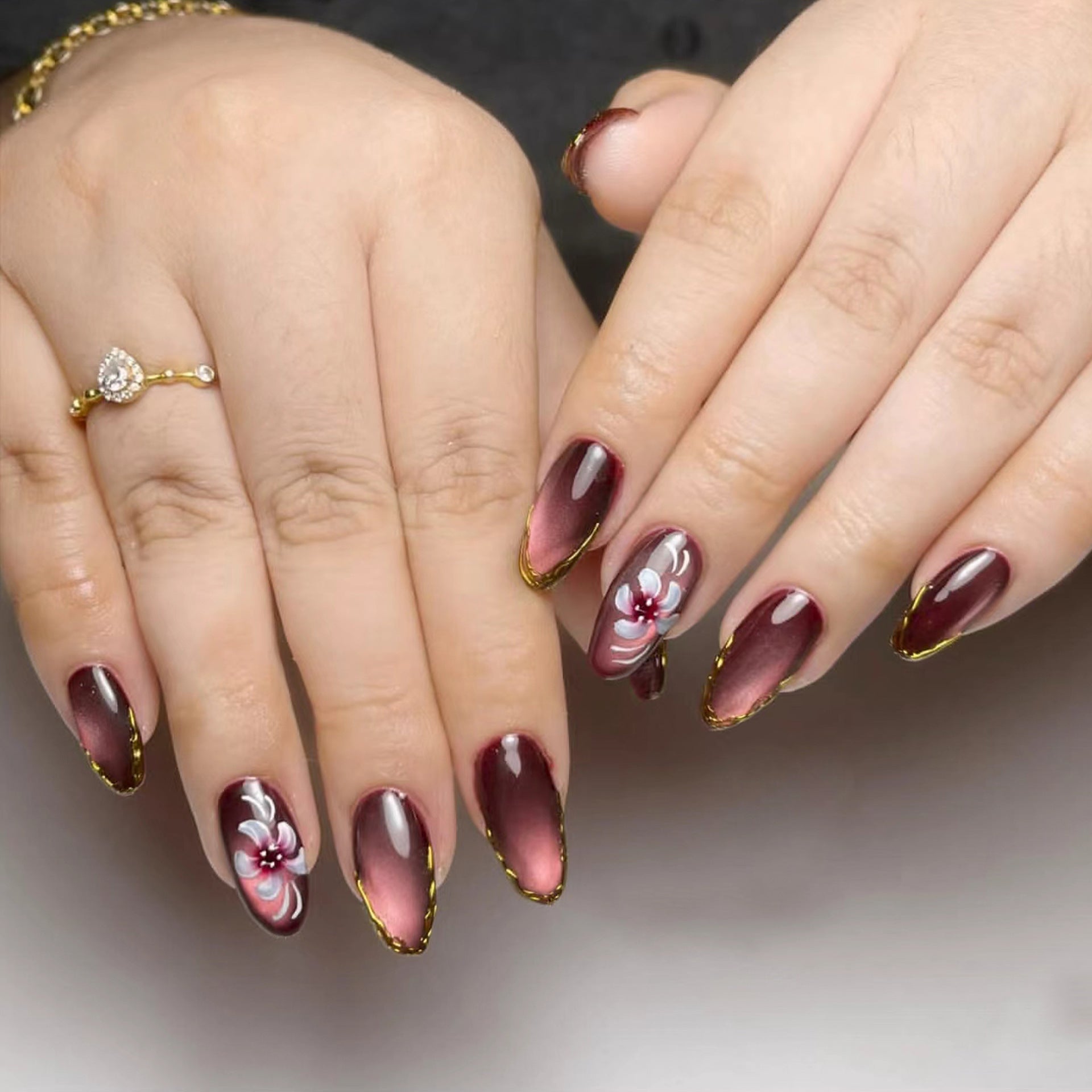 No.F815 Purple Cat's Eye Fingernails Patch 30pcs/Set