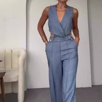 High Waist Wide Leg Pants Suit