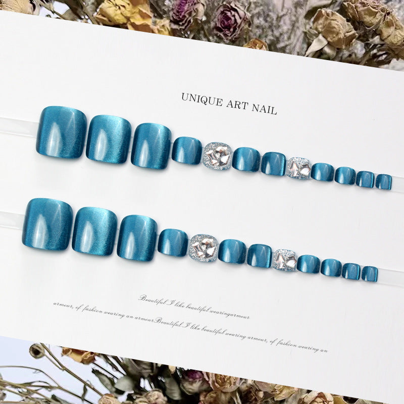 No.767 Blue Cat's Eye Toenails Patch 24pcs/Set