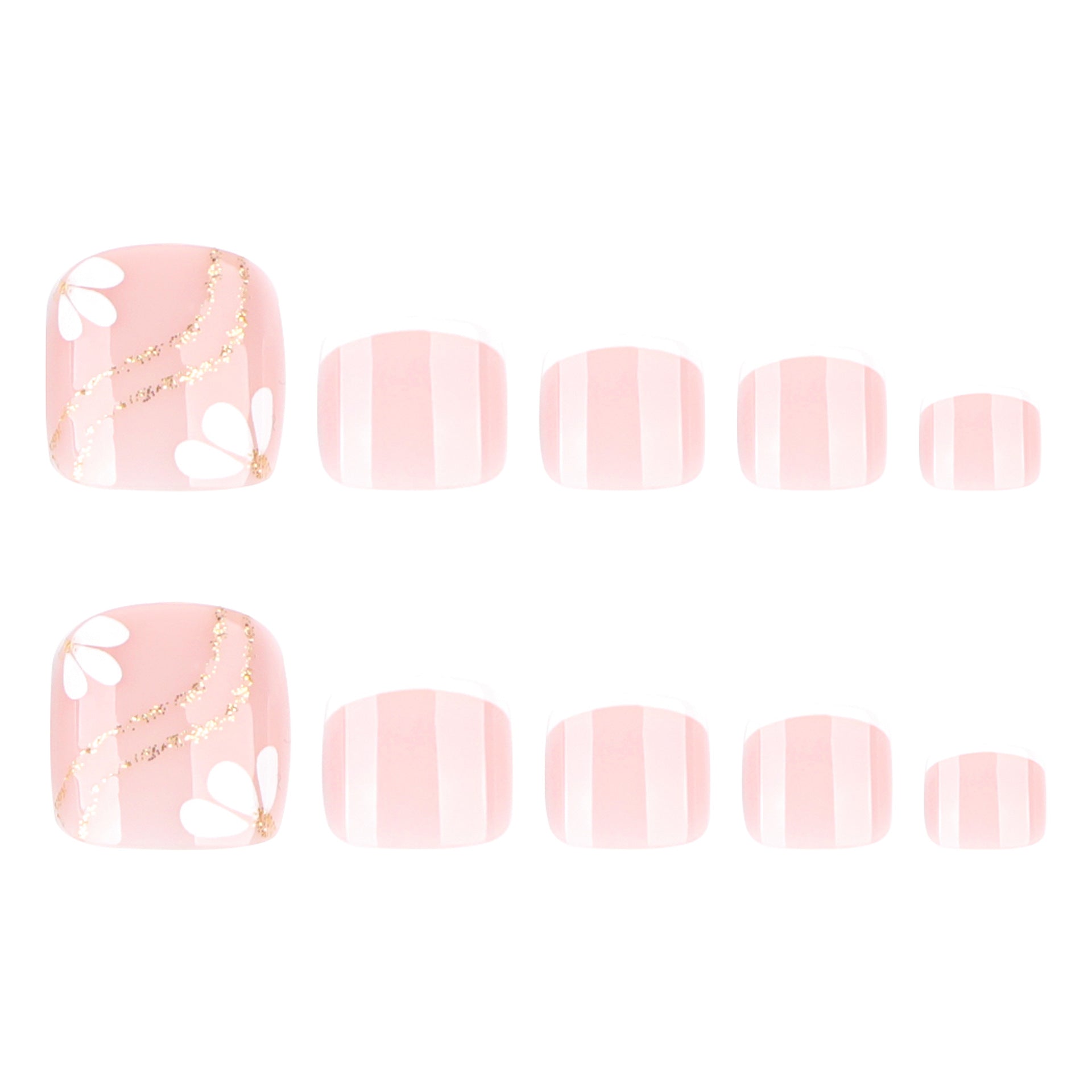 No.648 White Petals Toenails Patch 24pcs/Set