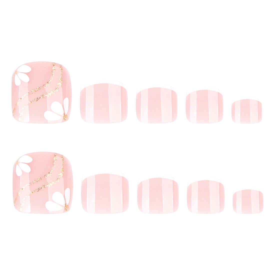 No.648 White Petals Toenails Patch 24pcs/Set