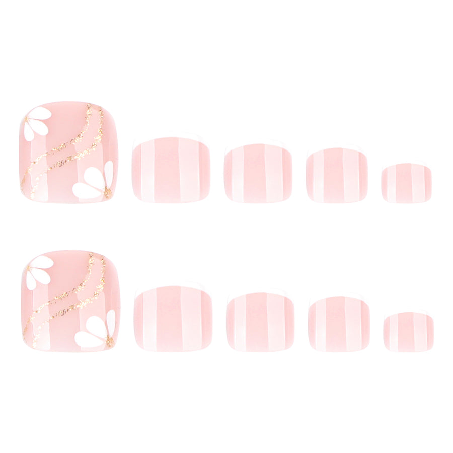 No.648 White Petals Toenails Patch 24pcs/Set