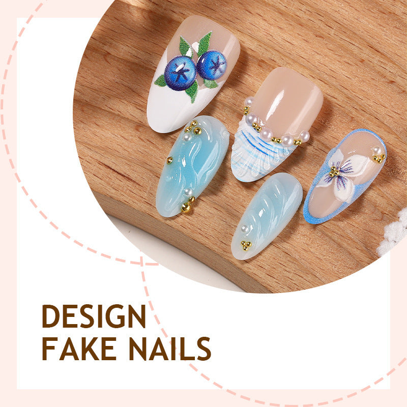 No.BH55 Blue Heart  Fingernails Patch 30pcs/Set