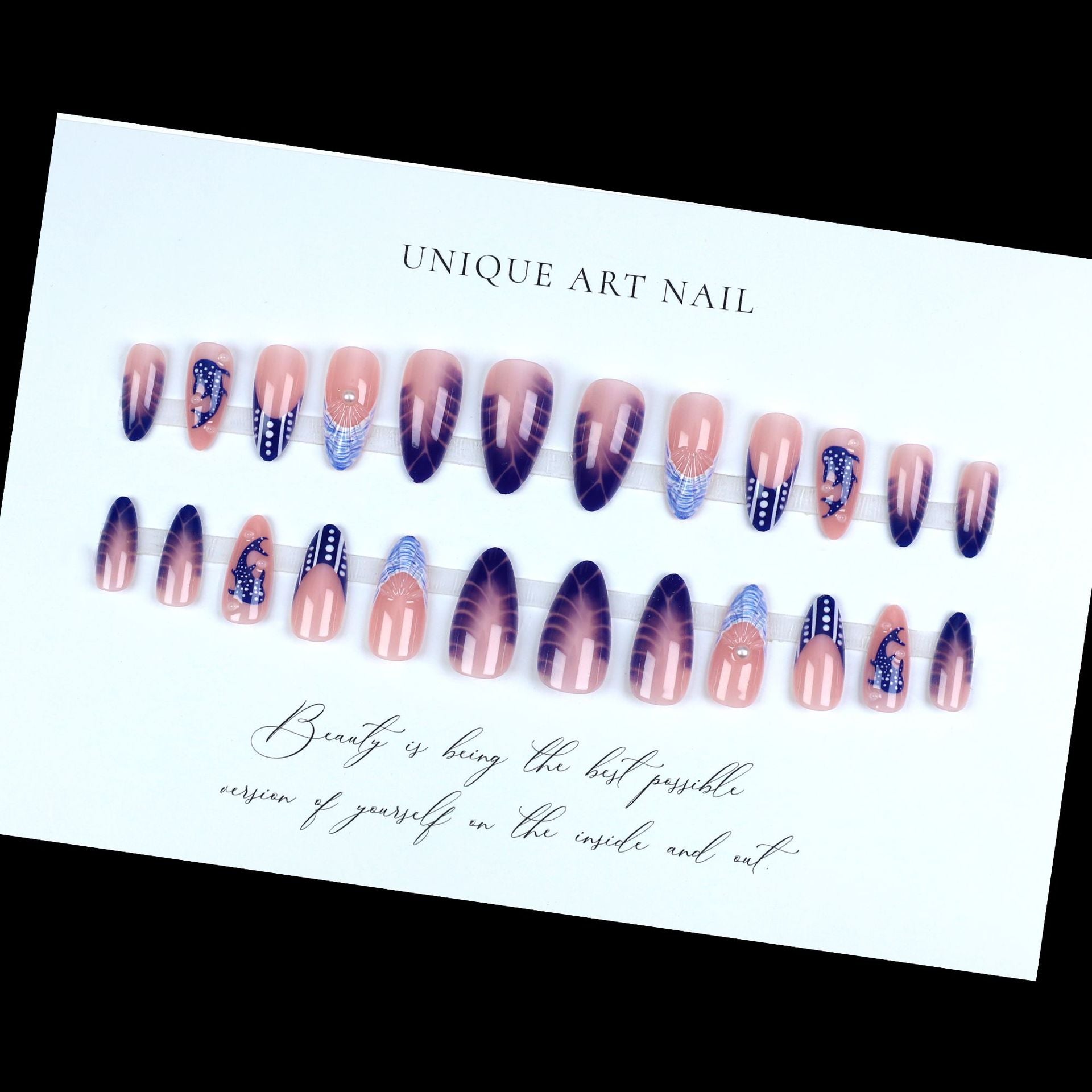 No.F484 Blue Fingernails Patch 24pcs/Set