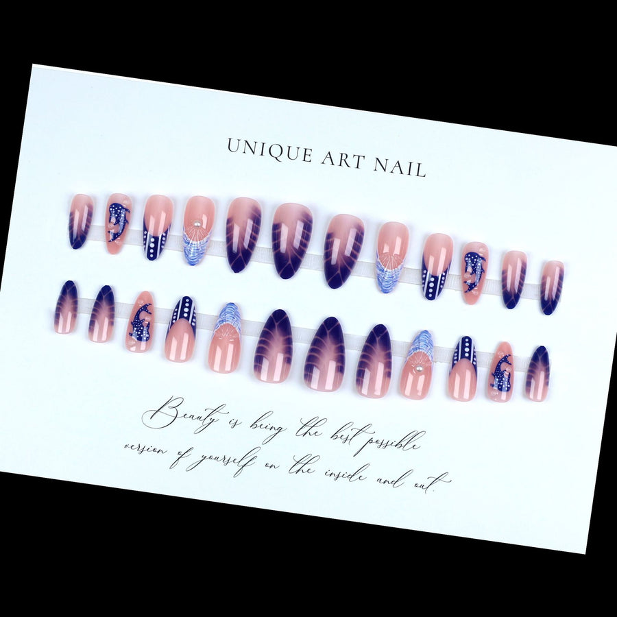 No.F484 Blue Fingernails Patch 24pcs/Set