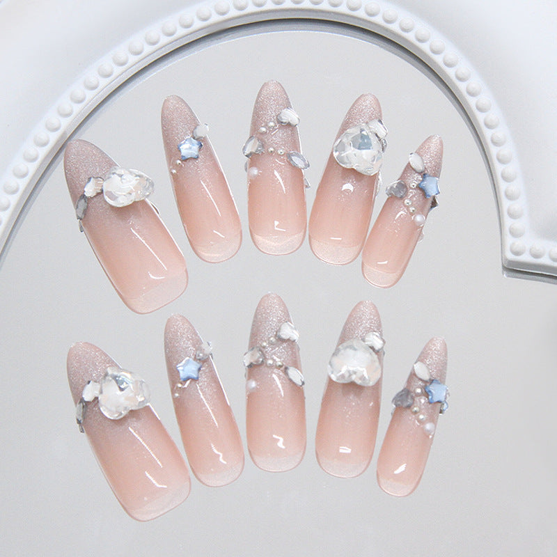 No.F456 Silver Cat's Eye Fingernails Patch 24pcs/Set
