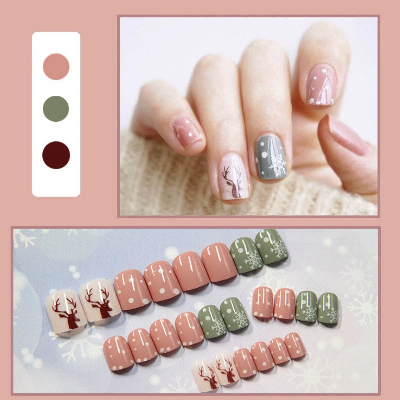 No.CM1 Winter Reindeer Christmas Fingernails Patch 24pcs/Set