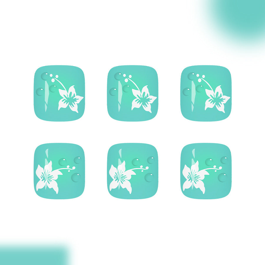 No.763 White Flowers Toenails Patch 24pcs/Set