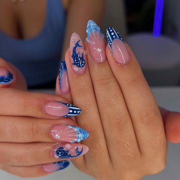 No.F484 Blue Fingernails Patch 24pcs/Set