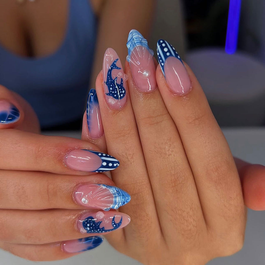 No.F484 Blue Fingernails Patch 24pcs/Set