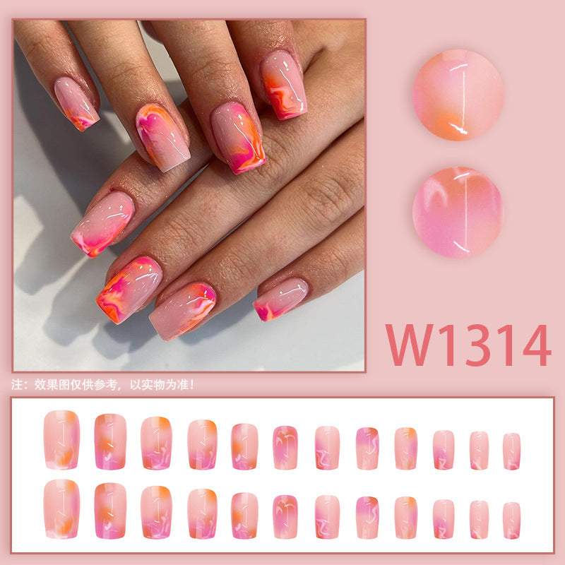 No.F87 Red Flame Gradient Fingernails Patch 24pcs/Set