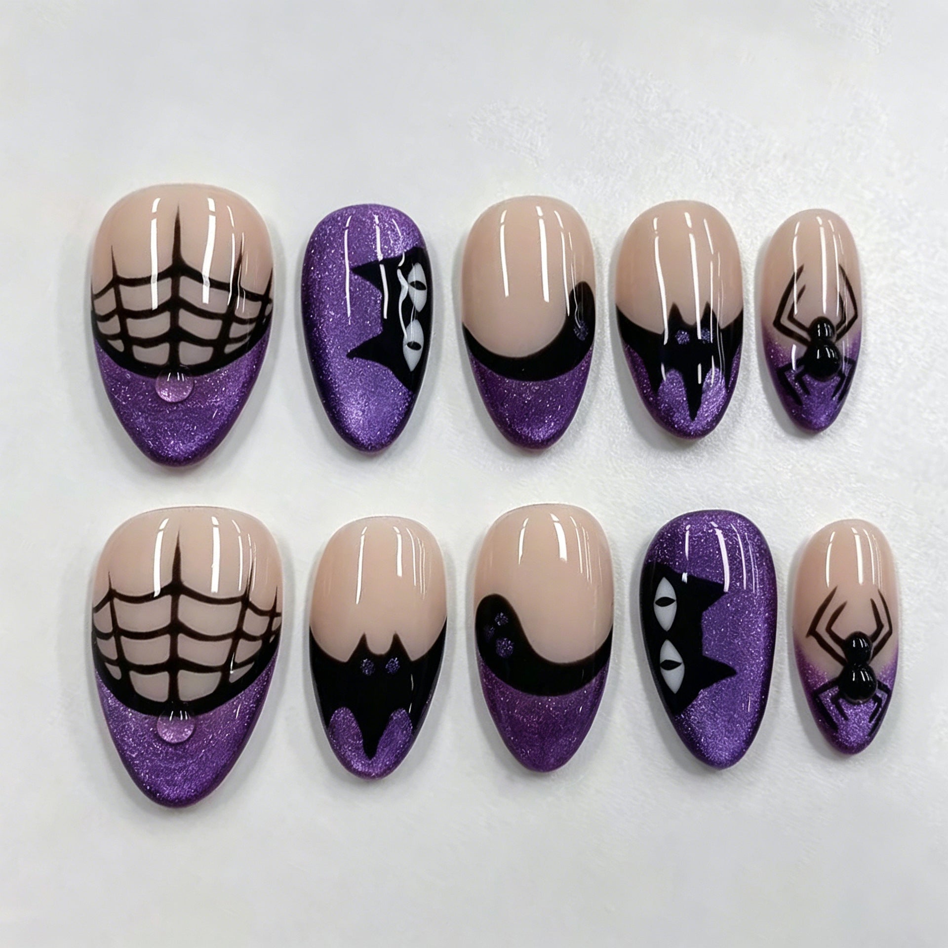 No.AW208 Purple Cat's Eye Halloween Fingernails Patch 24pcs/Set