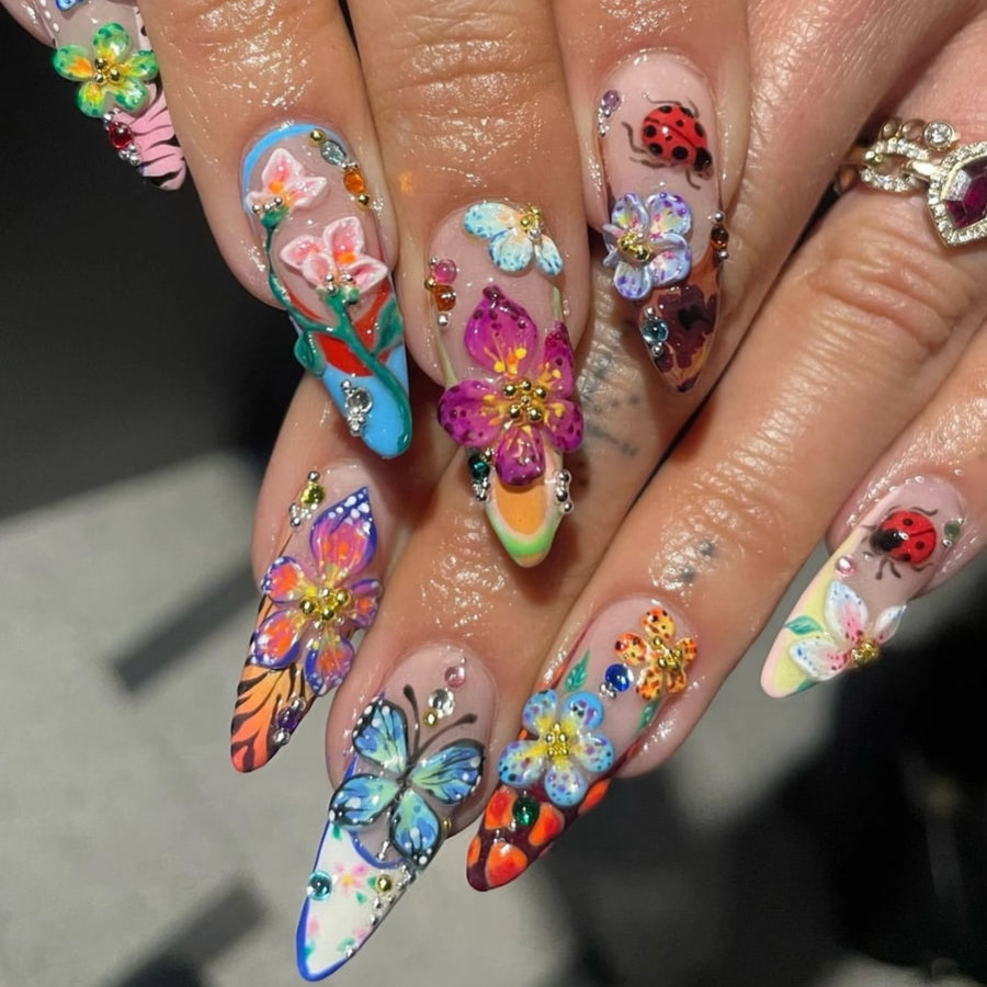 No.F405 Flower Fingernails Patch 24pcs/Set