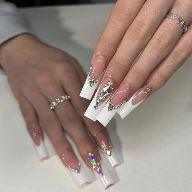 No.F174 Rhinestones Long Fingernails Patch 24pcs/Set