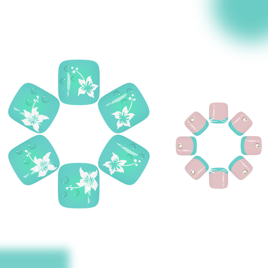No.763 White Flowers Toenails Patch 24pcs/Set