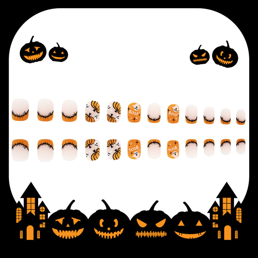 No.AW26 Halloween Pumpkin Fingernails Patch 24pcs/Set