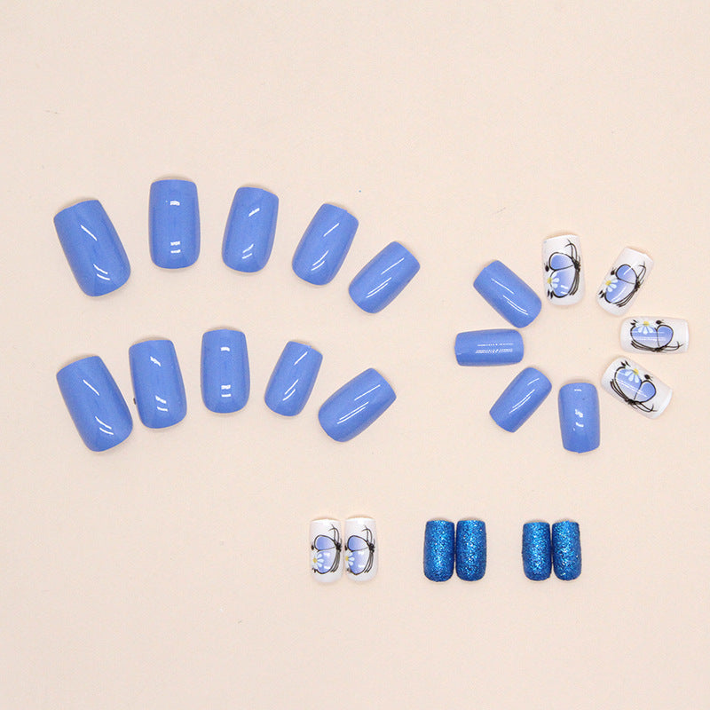 No.F93 Dark Blue Fingernails Patch 24pcs/Set