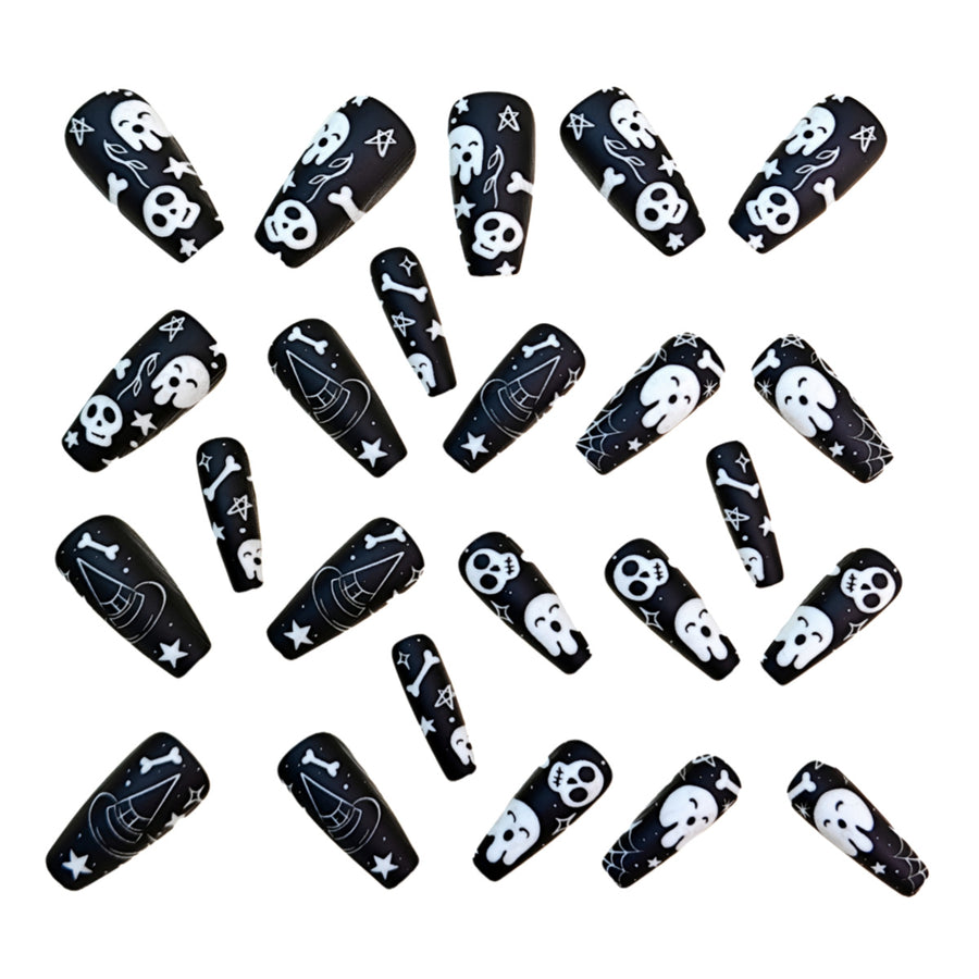 No.AW136 Halloween Ghost Skeleton Fingernails Patch 24pcs/Set