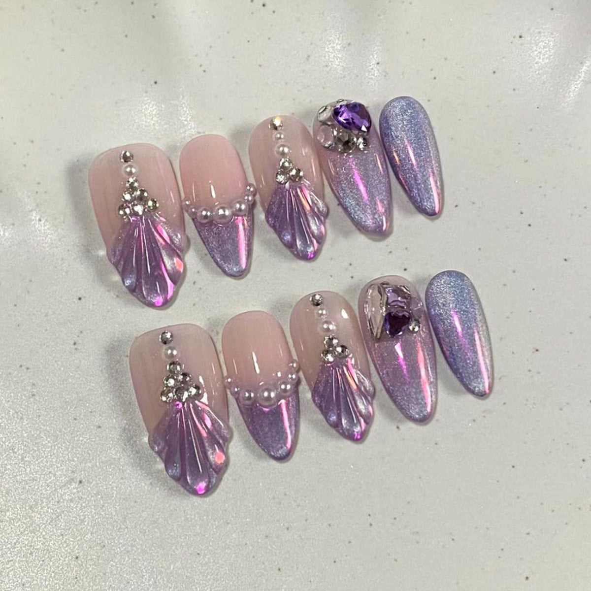 No.F627 Purple Cat's Eye Fingernails Patch 24pcs/Set
