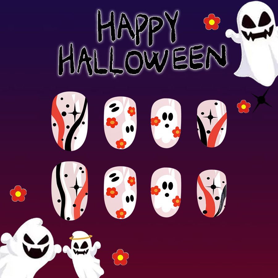 No.AW76 Halloween Multicolor Irregular Fingernails Patch 24pcs/Set