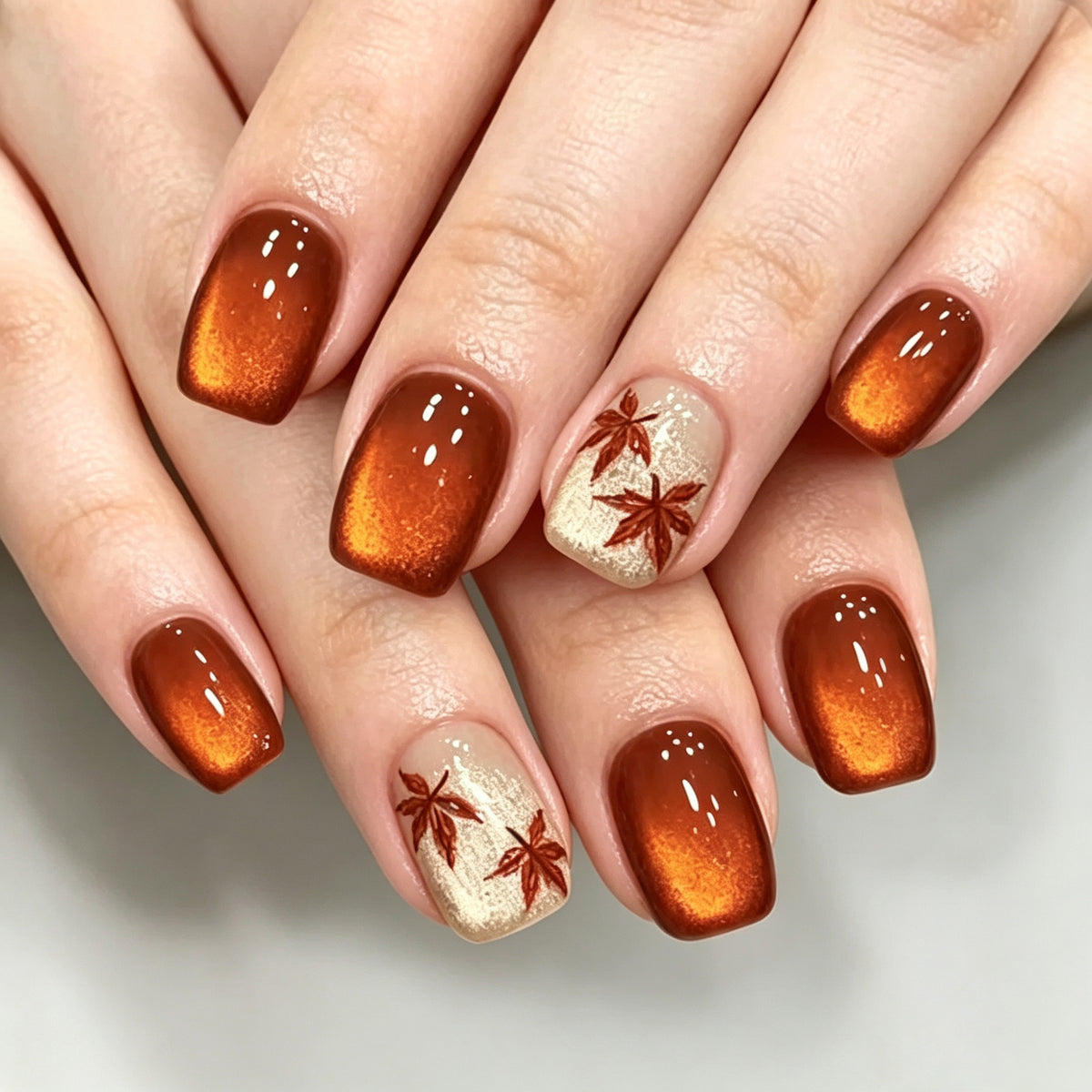 No.F851 Brown Cat's Eye Fingernails Patch 30pcs/Set