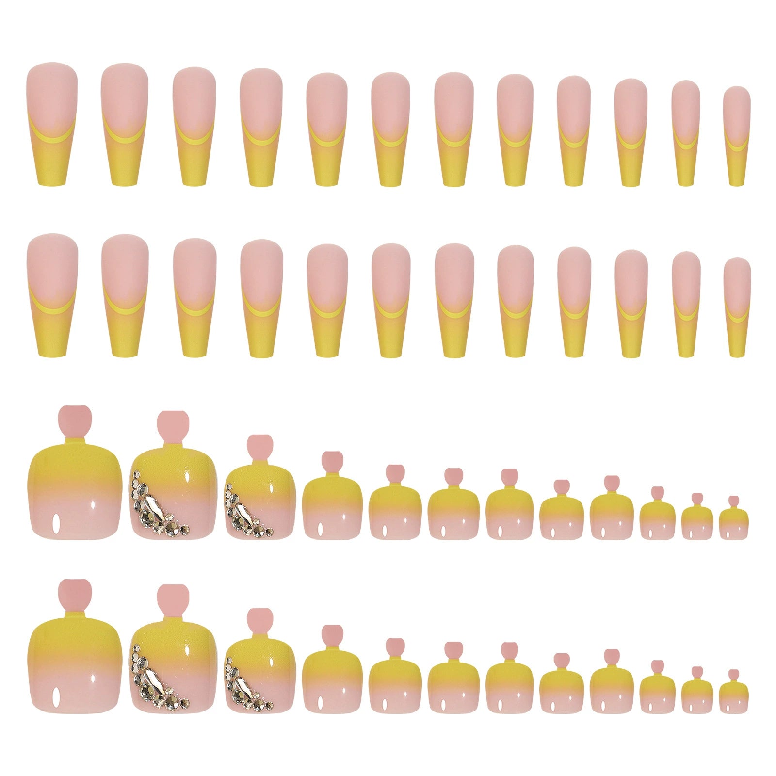 No.PSN44 Light Yellow Hand & Toe Pair Set-48pcs