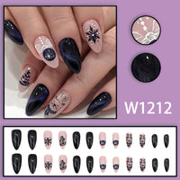 No.F223 Black Night Sky Fingernails Patch 24pcs/Set