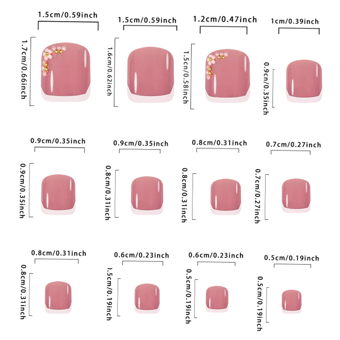 No.317 Cute Diamond Toenails Patch 24pcs/Set