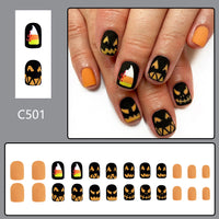 No.AW47 Halloween Orange Fingernails Patch 24pcs/Set