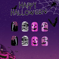 No.AW57 Halloween Ghost Face Bat Fingernails Patch 24pcs/Set