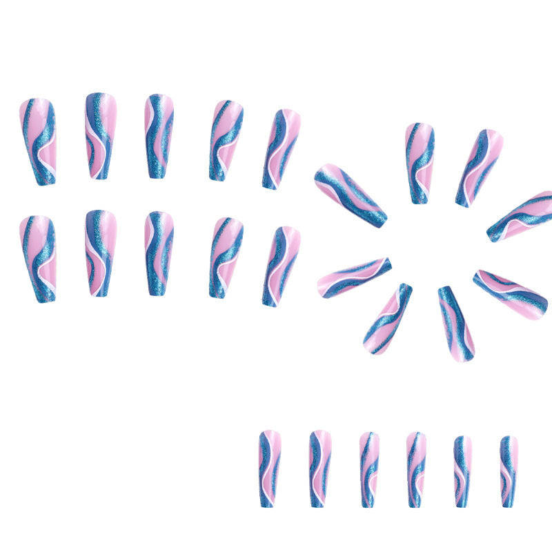 No.F550 Blue Fingernails Patch 24pcs/Set