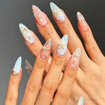 No.F501 Blue Ocean Fingernails Patch 24pcs/Set