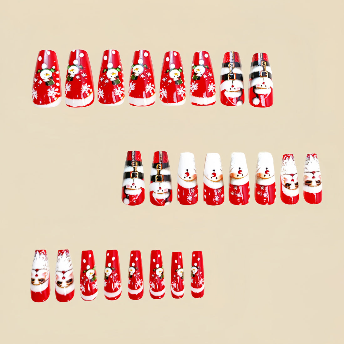 No.CM96 Christmas Snowman Long Fingernails Patch 24pcs/Set