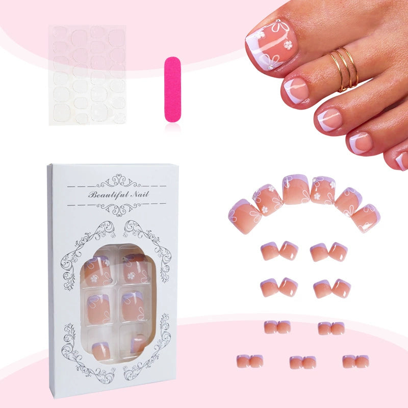 No.442 Flowers Toenails Patch 24pcs/Set