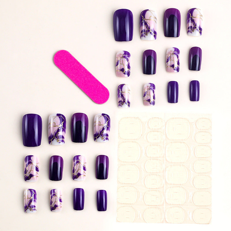 No.F212 Purple Fingernails Patch 24pcs/Set