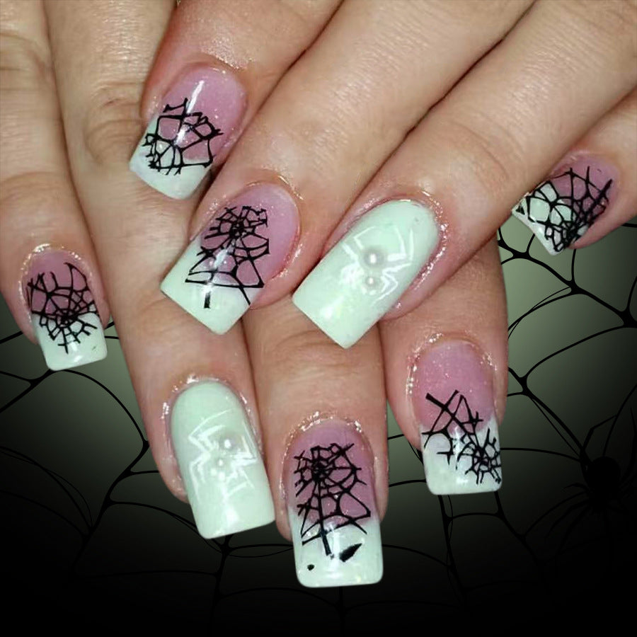No.AW123 Halloween White Spider Fingernails Patch 24pcs/Set