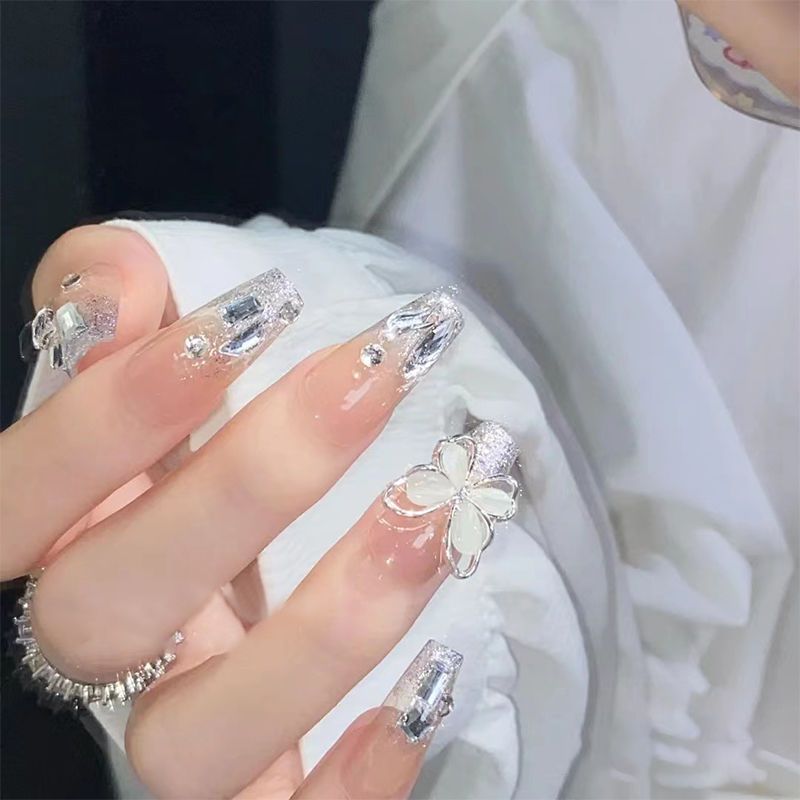 No.F145 Bowknot Flash Fingernails Patch 24pcs/Set