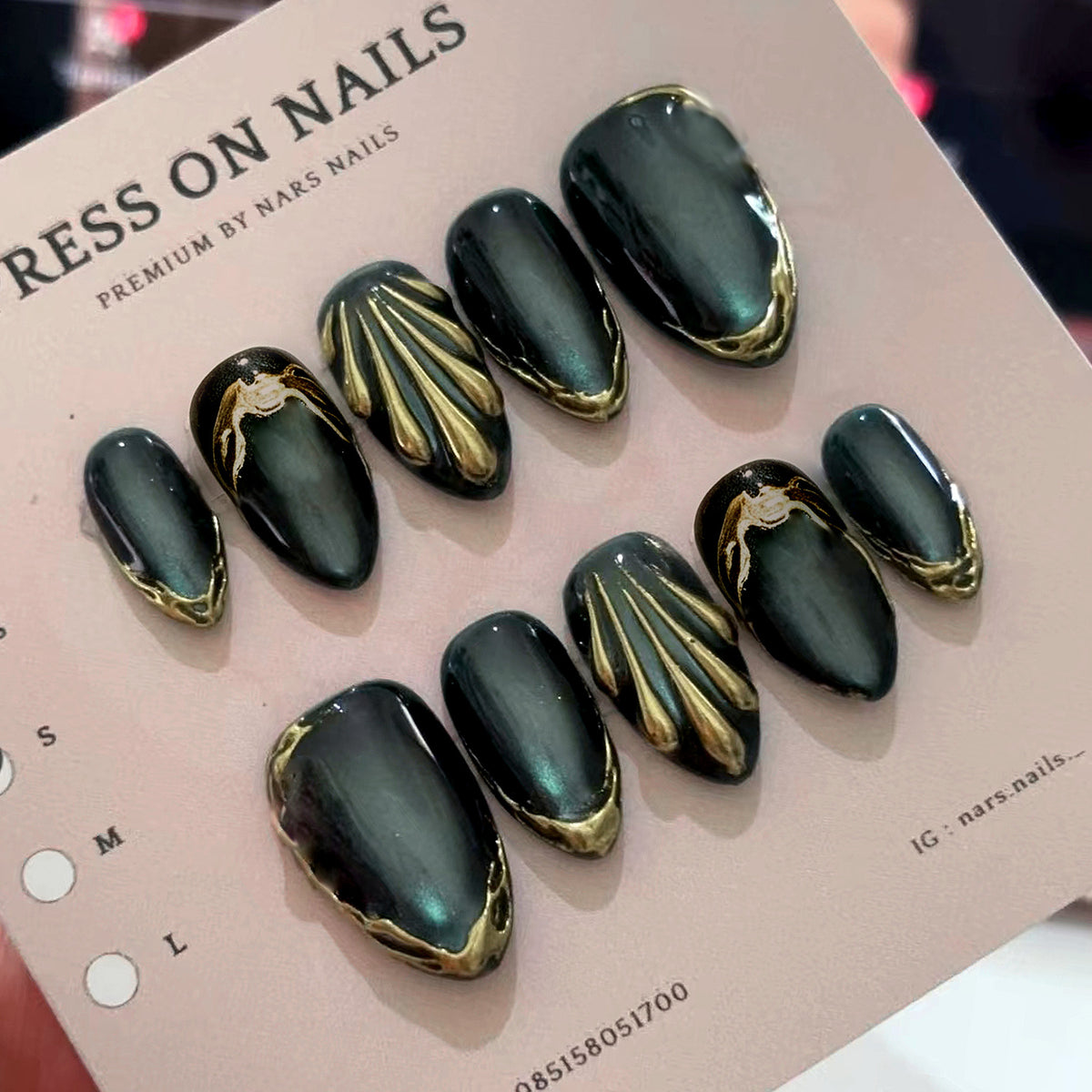 No.F848 Green Cat's Eye Fingernails Patch 24pcs/Set