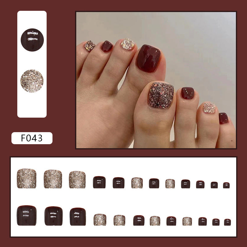 No.181 Flash Wine Red Toenails Patch 24pcs/Set