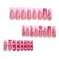 No.VN76 Valentine’s Heart-shaped Pearls Press-On Nails Set (24 Pcs)
