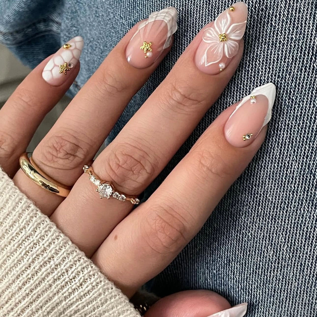 No.F481 Flower Fingernails Patch 24pcs/Set