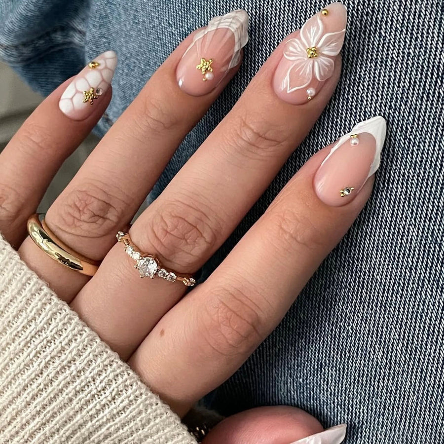 No.F481 Flower Fingernails Patch 24pcs/Set