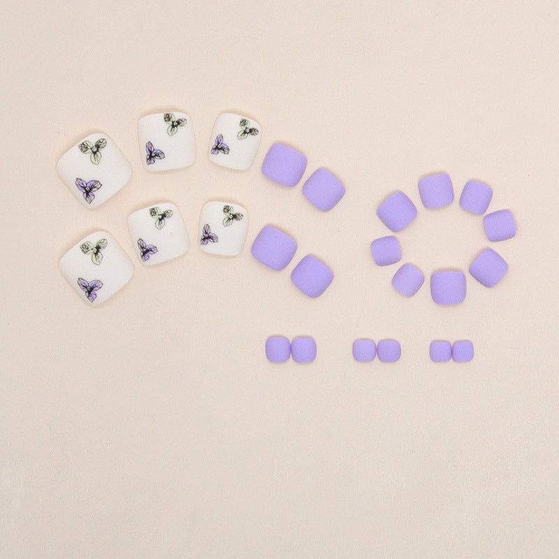 No.238 Frosted Purple Retro Floral Toenails Patch 24pcs/Set