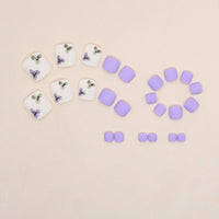 No.238 Frosted Purple Retro Floral Toenails Patch 24pcs/Set