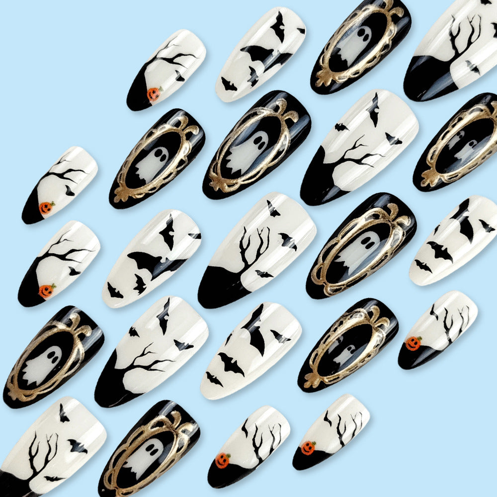 No.AW130 Halloween Dark Bat Fingernails Patch 24pcs/Set