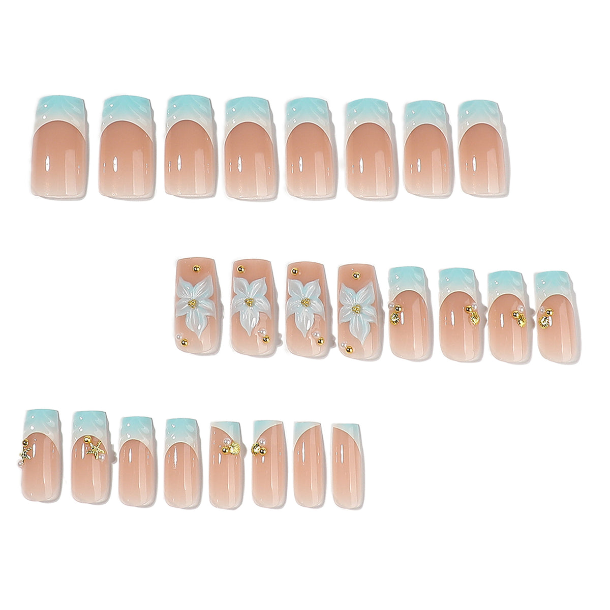 No.F704 Flower Fingernails Patch 24pcs/Set