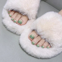 Heart-shaped Grass Green Toenail 24pcs/Set